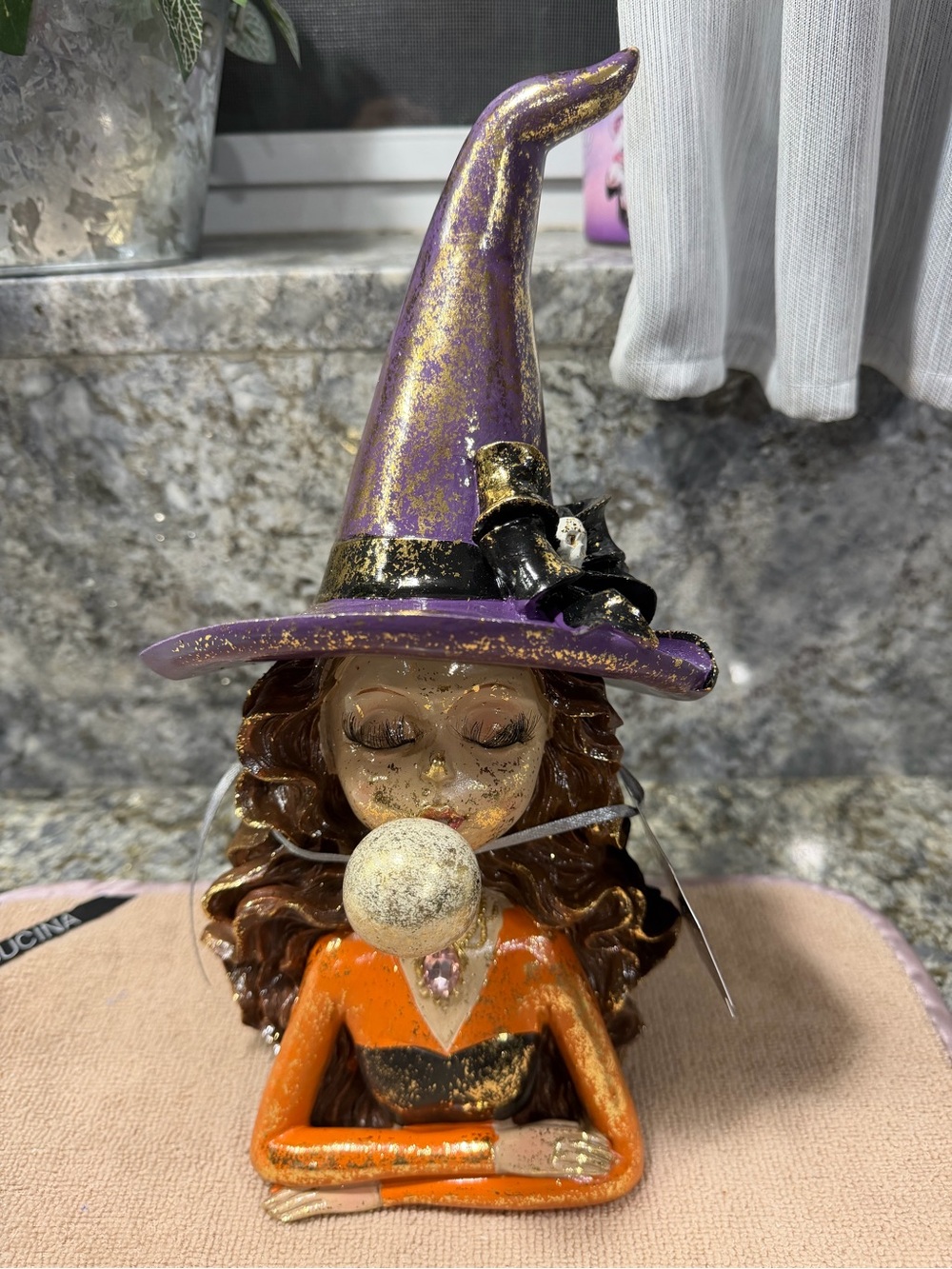 Bella Lux Halloween Witch Crystal Ball Figurine | NWT